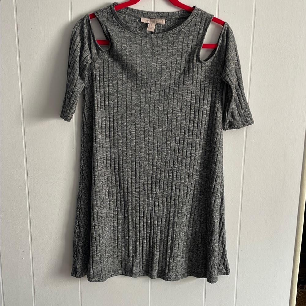 Forever 21 Charcoal and Silver Ribbed Knit Dress